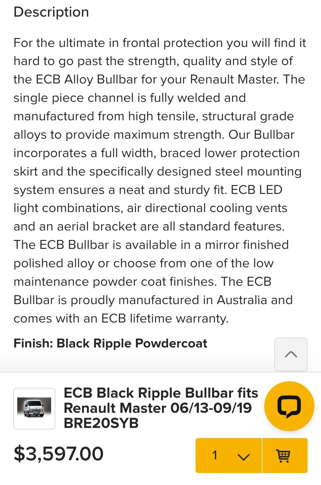ECB BULLBAR FOR RENAULT MASTER 2013 -2019( BRAND NEW) image 3